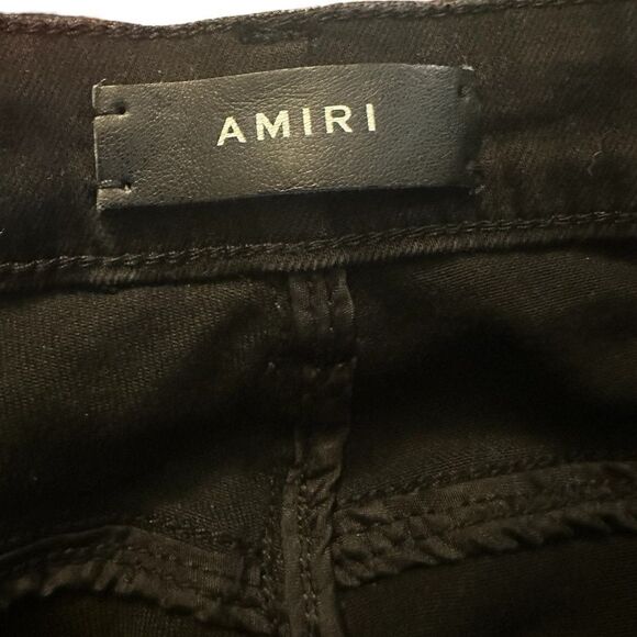 NEW Amiri Art Patch Distressed Black Jeans 36 Ripped Stacked Denim RN# 150712 - Picture 8 of 11